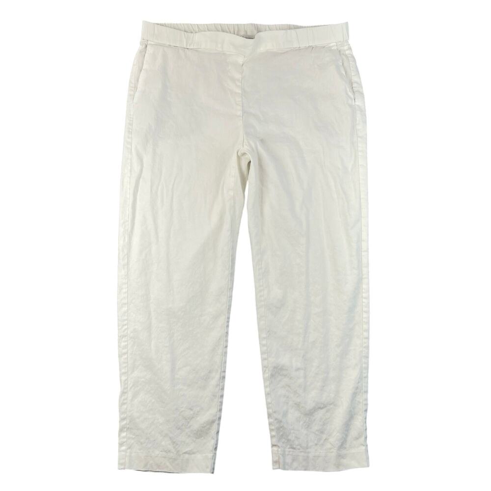 J.Jill Linen Stretch Cropped Pants Women’s XL White Pull On Elastic Waist Capri